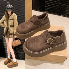 勃肯鞋女2025年秋冬新款松糕厚底乐福鞋软底小个子一脚蹬勃肯单鞋