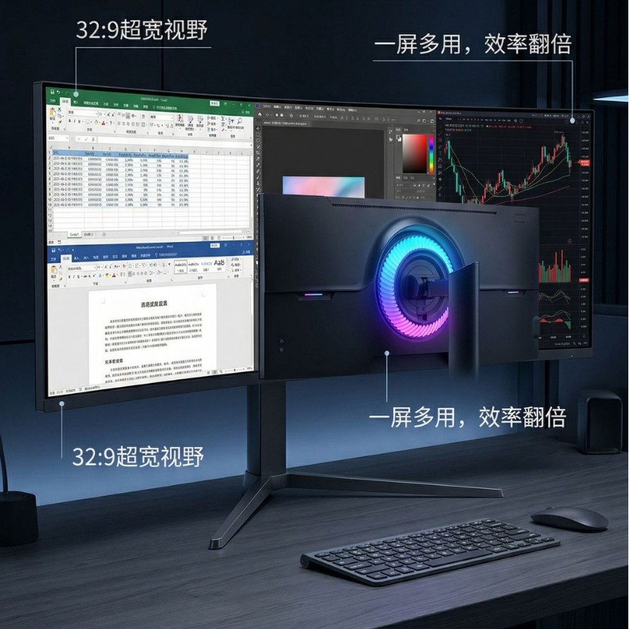 显示器工厂直供49寸 VA曲面 5K 240HZ 台式显示器批发