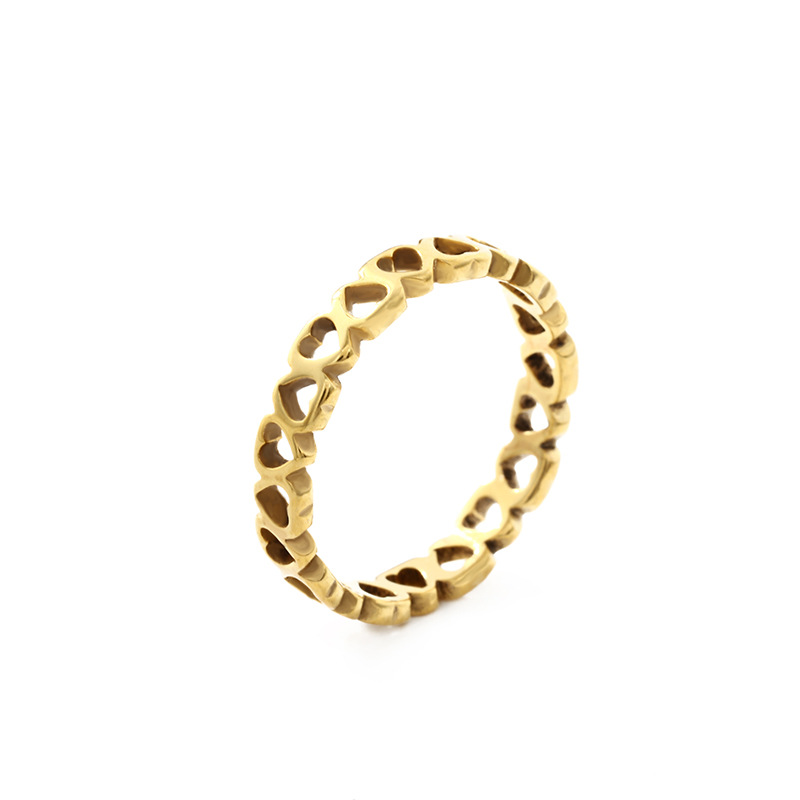Suministro transfronterizo al por mayor anillo de acero inoxidable moda creativa diseño hueco melocotón corazón amor titanio anillo de acero joyería para las mujeres image 6