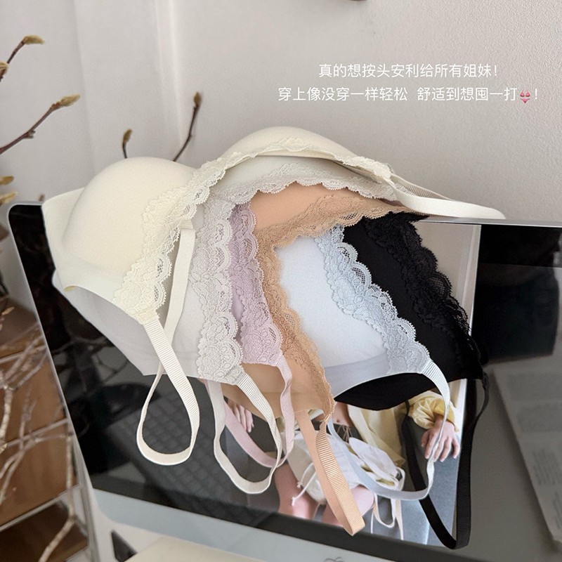 Meow Xiaoyan W6801 レースシームレス下着女性の小さな胸プッシュアップ中空美しいバックブラジャーライブブロードキャスト|undefined