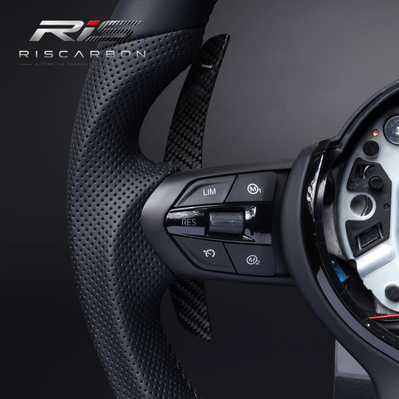 Compatible with BMW flat-bottom black leather steering wheel F30F10F15F16F20F25F01 LED carbon paddle shifters