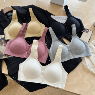 Three-In-One Front Buckle Middle-Aged and Elderly Large Size Underwear Mother's Nursing Bra Seamless Vest Bra Foreign Trade Cross-Border