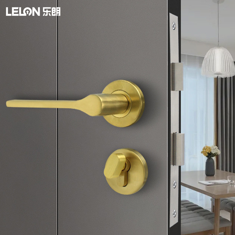 Split 304 cerradura de acero inoxidable interior cerradura de puerta personalizada manija de puerta negra dormitorio cerradura silenciosa cerradura de mano