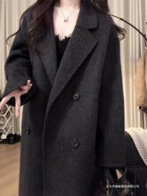 感毛呢外套呢子大衣女秋冬新款加绒加厚赫本风中长款小个子女