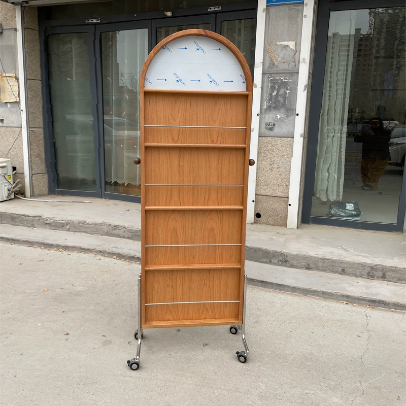 Многофункциональное зеркало для туалетного столика в японском стиле из цельного дерева, напольная стойка для хранения журналов, книжное зеркало, стойка для газет, съемное зеркало в полный рост