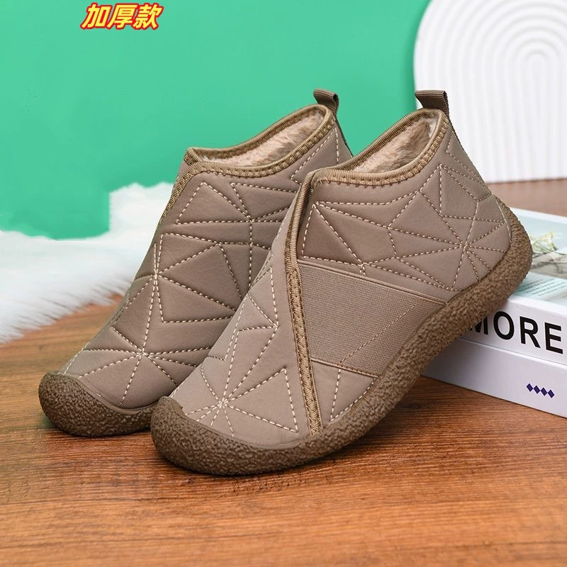 2024 новые зимние хлопчатобумажные туфли женская бархатная утолщеная обмотка удобная ткань простой педаль женские снежные сапоги