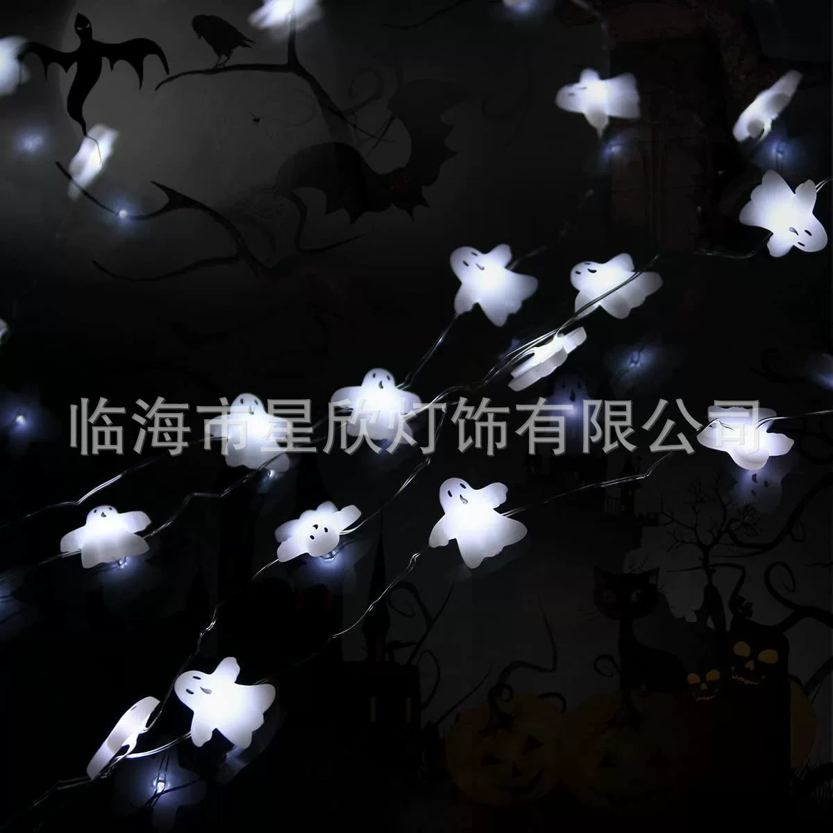 Светодиодная гирлянда на медной проволоке Halloween, тыква/летучая мышь/привидение, 2–5 м, батарейный блок