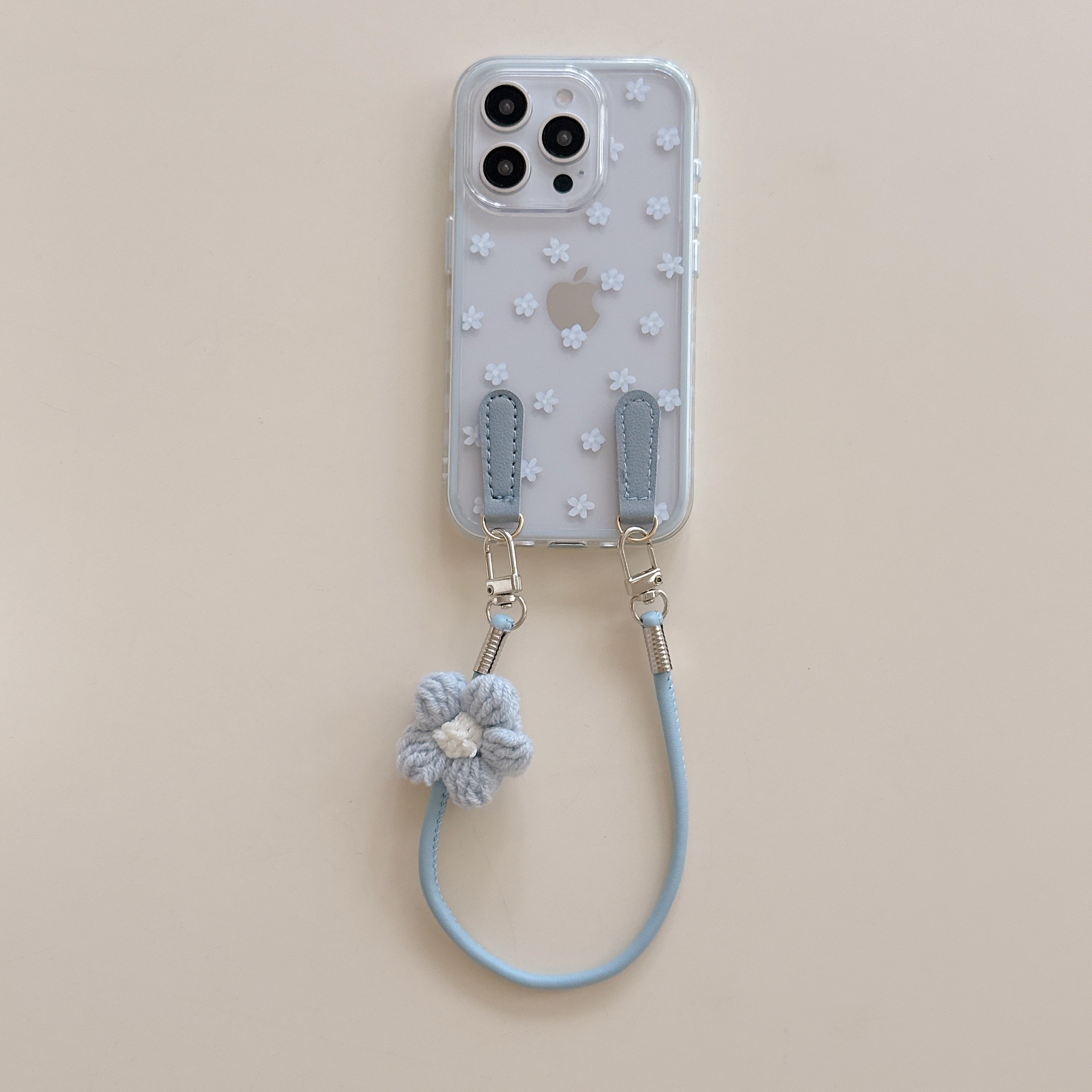 Ins coreanos flores frescas pequeñas con cordón iPhone16ProMax 14 Apple 15 funda para teléfono móvil 13 femenino 16P