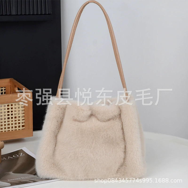 Осенняя и зимняя новая имитация норки шерсть модная атмосферная портативная на плечо большая емкость плюшевая сумка