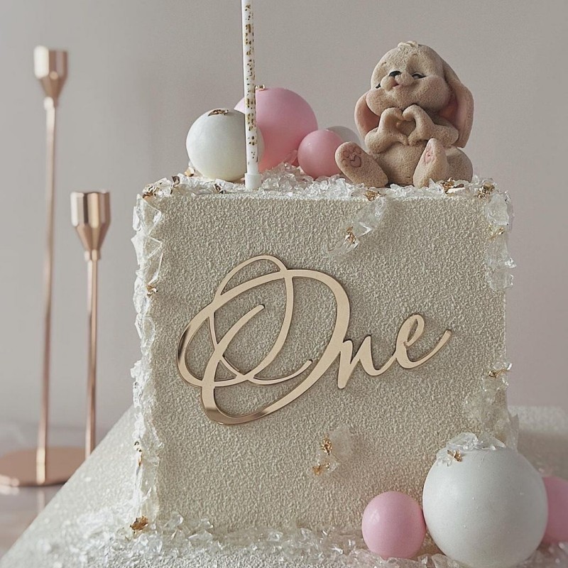 Pastel de cumpleaños del bebé estilo ins transfronterizo, decoración de acrílico lateral, decoración de pastel de acrílico de un año