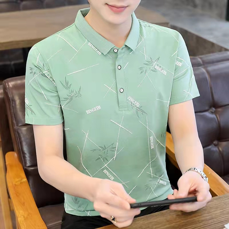 Summer men's short-sleeved T-shirt Korean-style lapel POLO shirt trendy base shirt for young students half-sleeved men's top