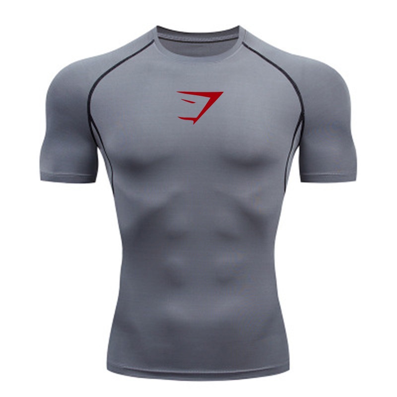 Gray red label + short sleeves