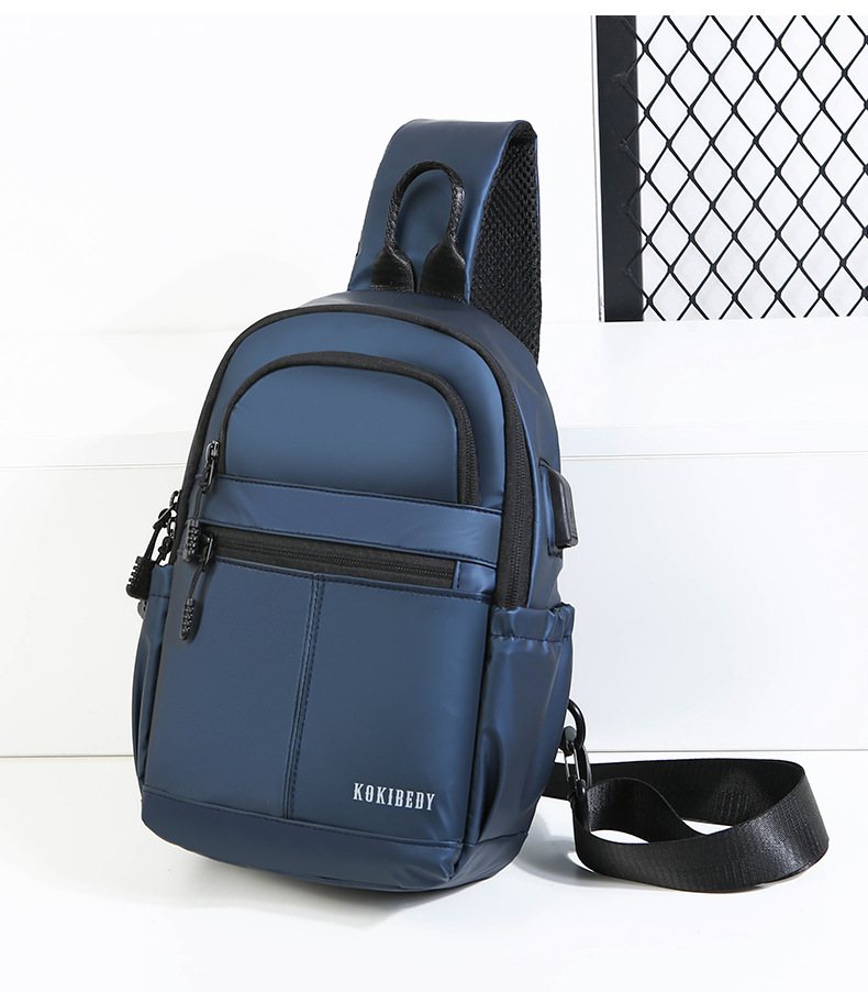 New men's chest bag, casual large-capacity single-shoulder crossbody bag, Korean-style motorcycle bag, water-resistant trendy backpack, cross-border undefined