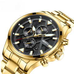 nibos圓形錶盤腕錶商務休閒男表多功能防水夜光手錶