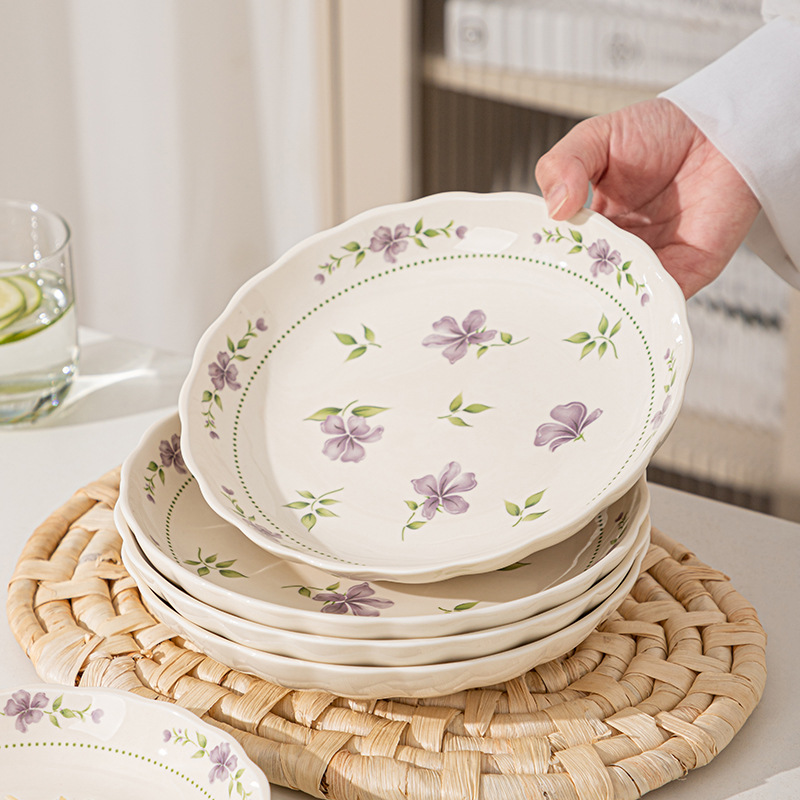 Japón esmalte casero cubiertos de cerámica de color platos platos de fideos platos de sopa de porcelana conjunto de platos de alta calidad
