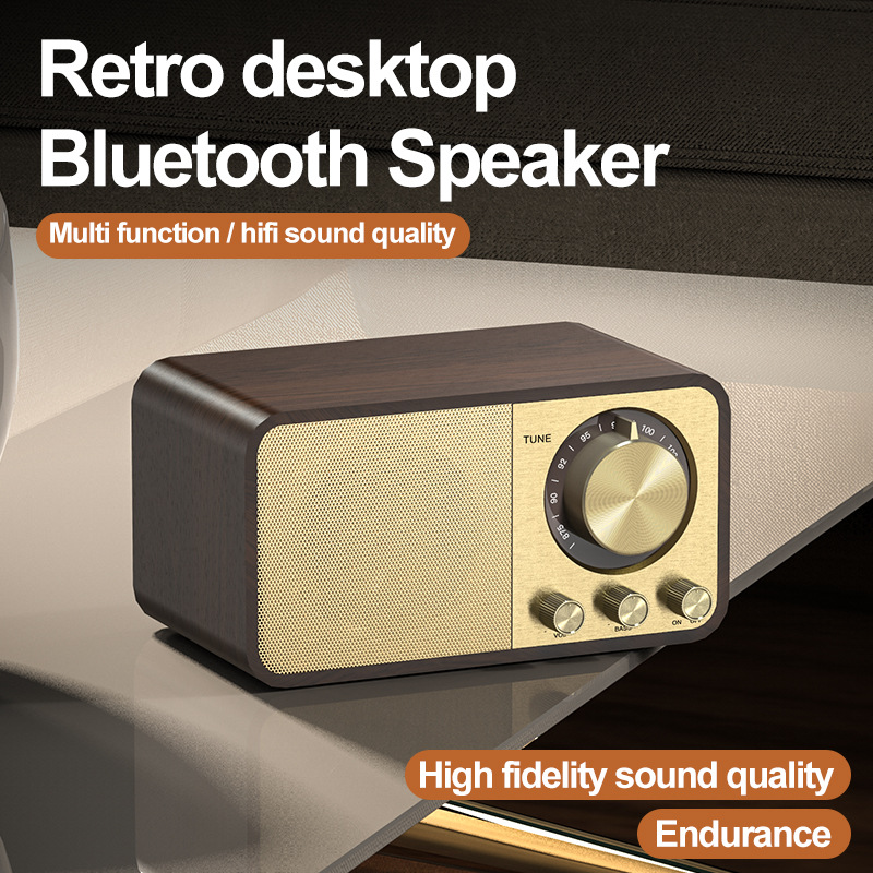 Transfronterizo JY66 altavoces Bluetooth inalámbricos de madera mini regalo creativo tarjeta portátil altavoces retro de escritorio