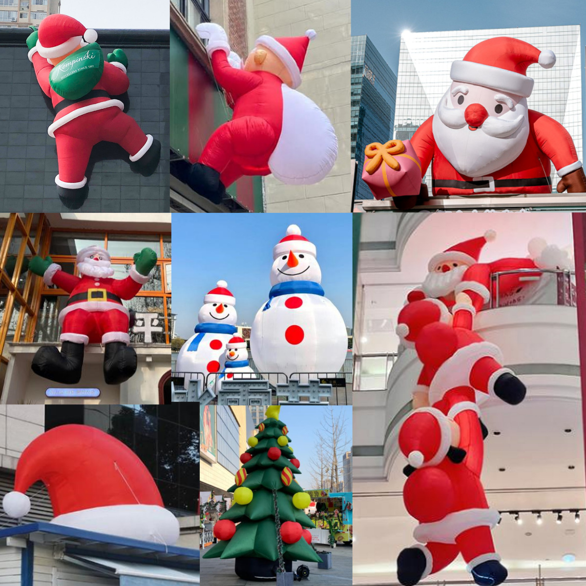 充气趴着圣诞老人爬窗老头气模 发光圣诞雪人树酒吧商场活动装饰