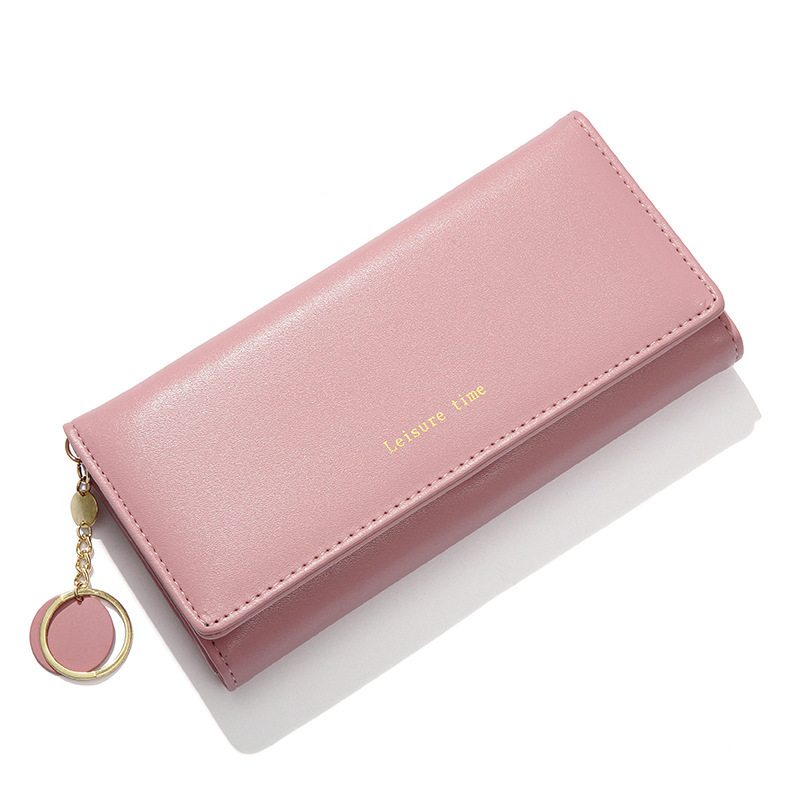 Cartera de mujer larga bolsa de tarjetas de color sólido gran capacidad de mujer alta sensación de cremallera transfronteriza billetera de moda mujer image 6