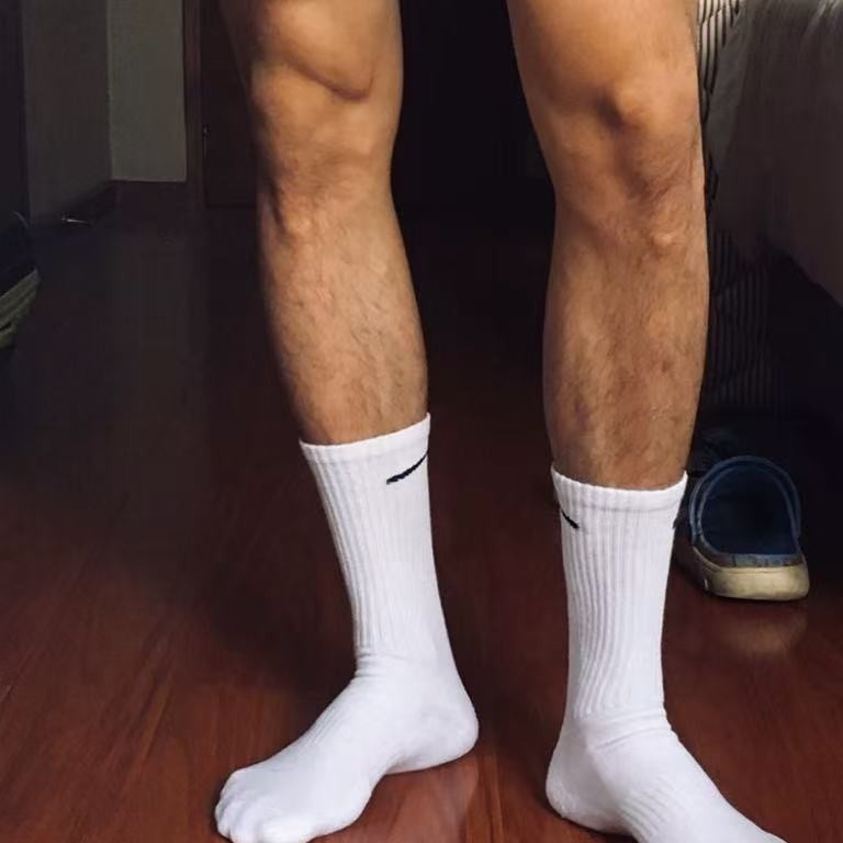 Su Wan Nai Xie Simple Long Tube Thickened Towel Bottom Basketball Socks, Fashionable Classic Couple Trendy Sports Socks, Sweat-Absorbent