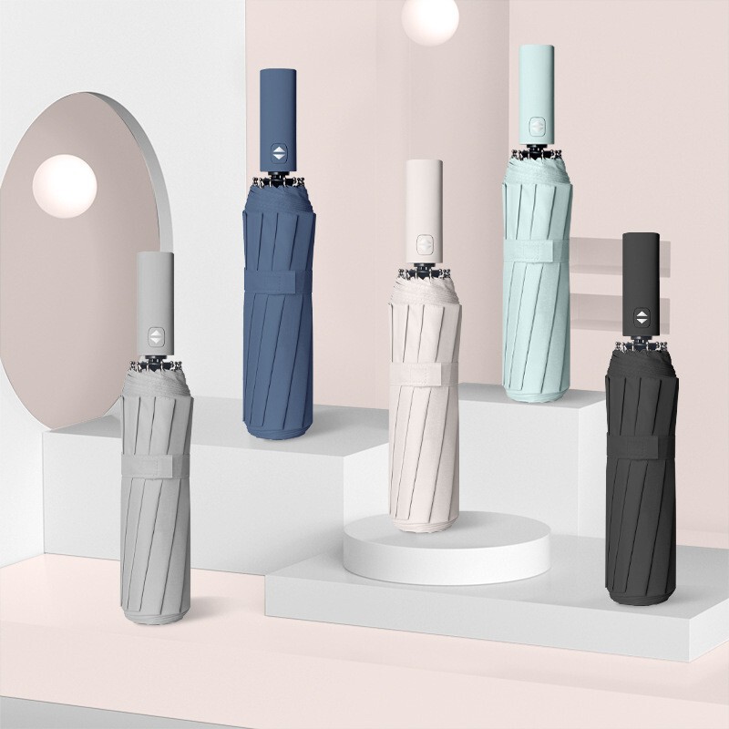 Umbrella Automatic Full 24 Bone Black Rubber Umbrella Sunny and Rain Dual-Use Increased Business Folding Umbrella Logo Gift Advertising Umbrella