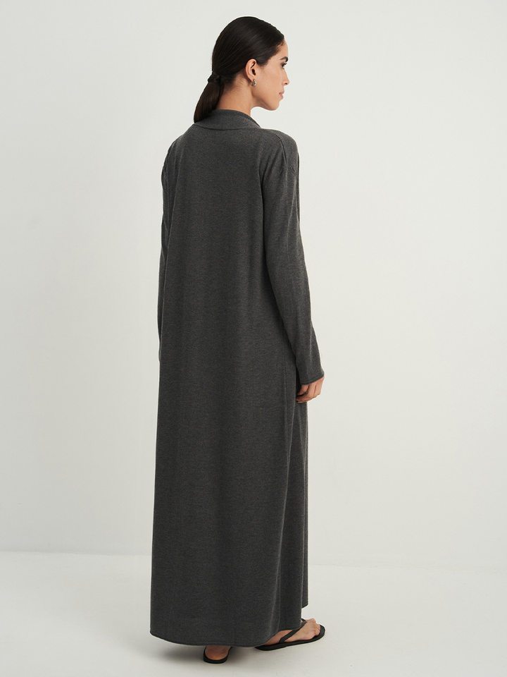 Bộ đầm dài kèm áo cardigan dệt kim dài tay nữ — Màu cà phê đậm, Màu hồng, Màu trắng, Màu xám chi tiết 113