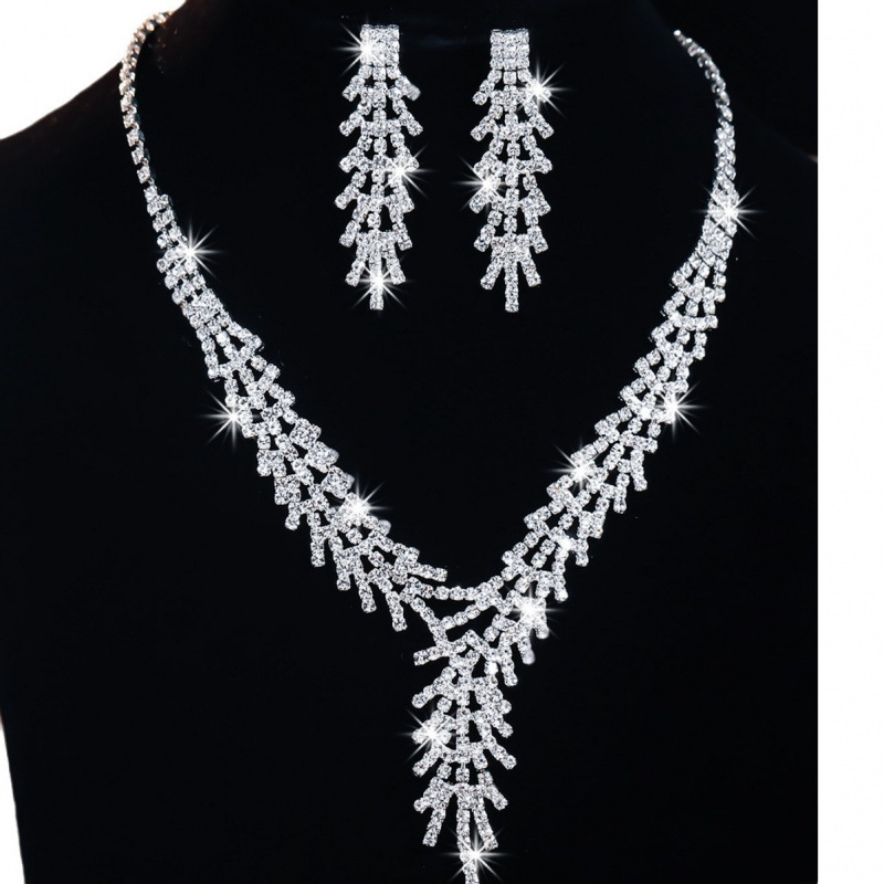 hot necklace set bridal necklace earrings zircon jewelry banquet party jewelry set _voghion.com