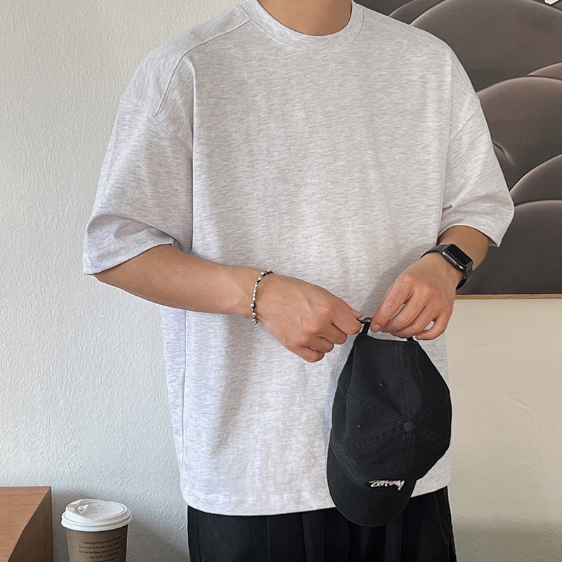 ASCLO夏季男士短袖T恤韩版东大门宽松上衣纯色休闲圆领打底衫内搭