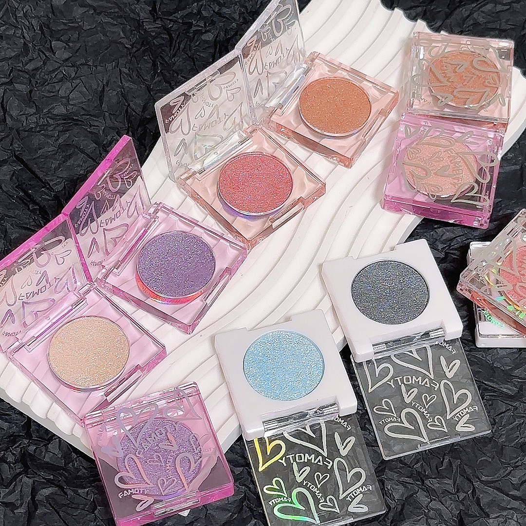 Famoty Single Color Eye Shadow Sparkling Fine Glitter Diamond Burst Cowherd Mini Highlighter Eye Shadow Palette Cosmetics
