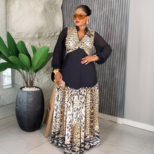 非洲服饰大码女装欧美跨境外贸新款豹纹连衣裙速卖通亚马逊印花裙