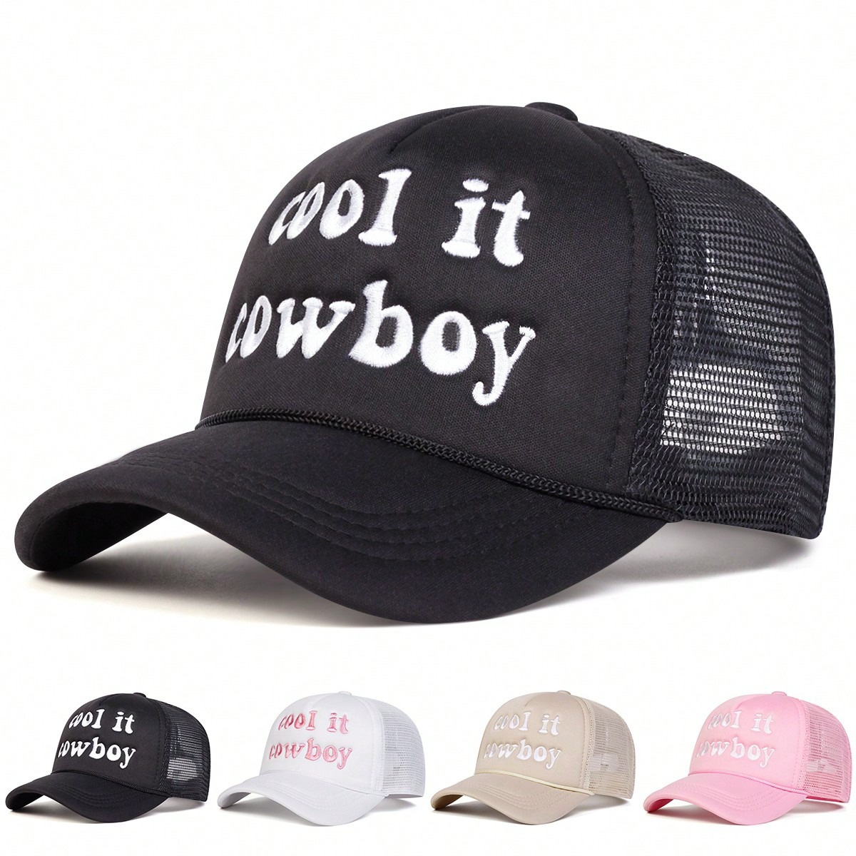 Cross-border Cool It Women's Summer Outdoor Sun Protection Sports Cap With Letter Embroidery, Trucker Baseball Cap,_voghion.com