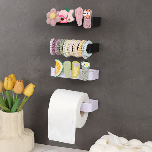 Toilet paper holder without drilling, plastic multi-functional clip and ring storage rack for bathroom tissue box