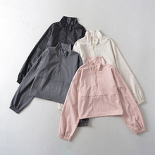 2023秋季美式休闲工装风卫衣外套女辣妹运动风宽松立领夹克上衣