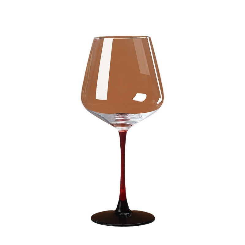 Juego de copa de vino tinto de Borgoña con varilla roja, vidrio de cristal para el hogar, pajarita negra, barriga grande, copa de vino europea, pie alto