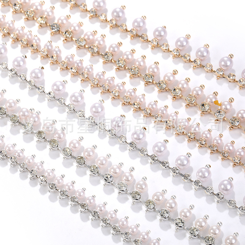 Cross-border hot selling Singapore dollar claw pearl diamond chain clothing accessories DIY clothing wedding dress accessories