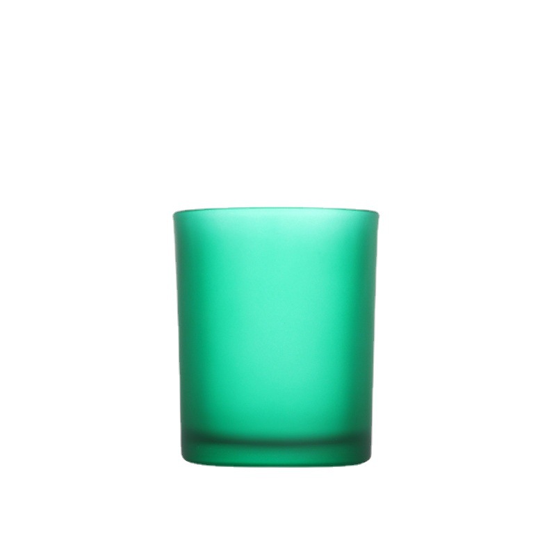 Vela simple taza con tapa contenedor de vidrio de color aromaterapia candelabro al por mayor vela de vidrio esmerilado taza vacía
