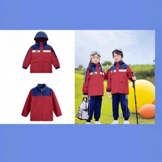 校服可拆卸内胆冲锋衣两件套加绒幼儿园园服秋冬保暖班服儿童保暖
