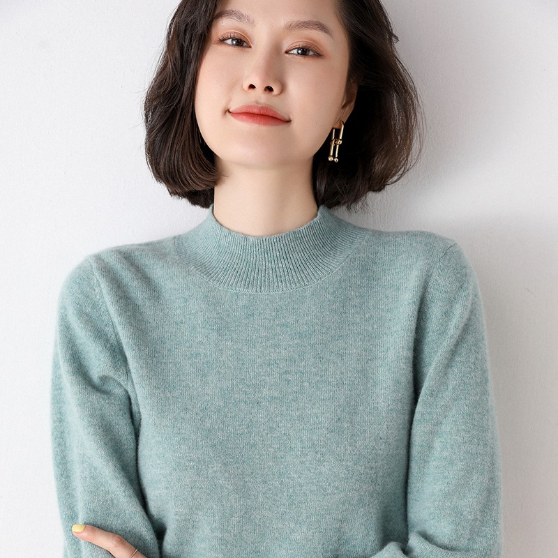 Woolen sweater, short knitted set, high collar, oversize