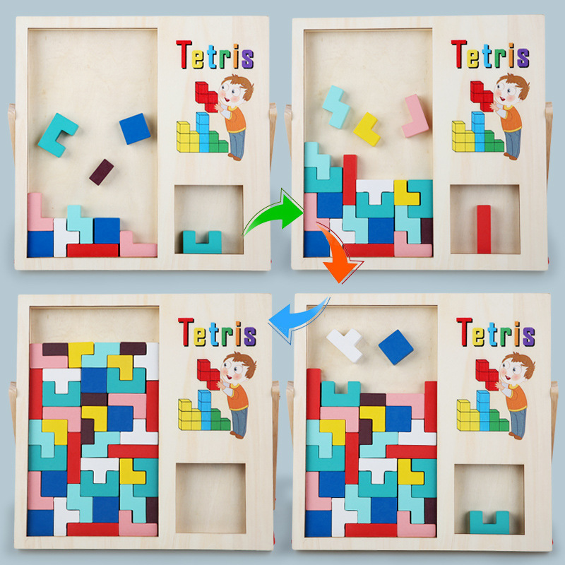 De madera tridimensional Tetris DE LOS NIÑOS Ilustración multifuncional espacio de pensamiento juego de puzzle tres-en-uno