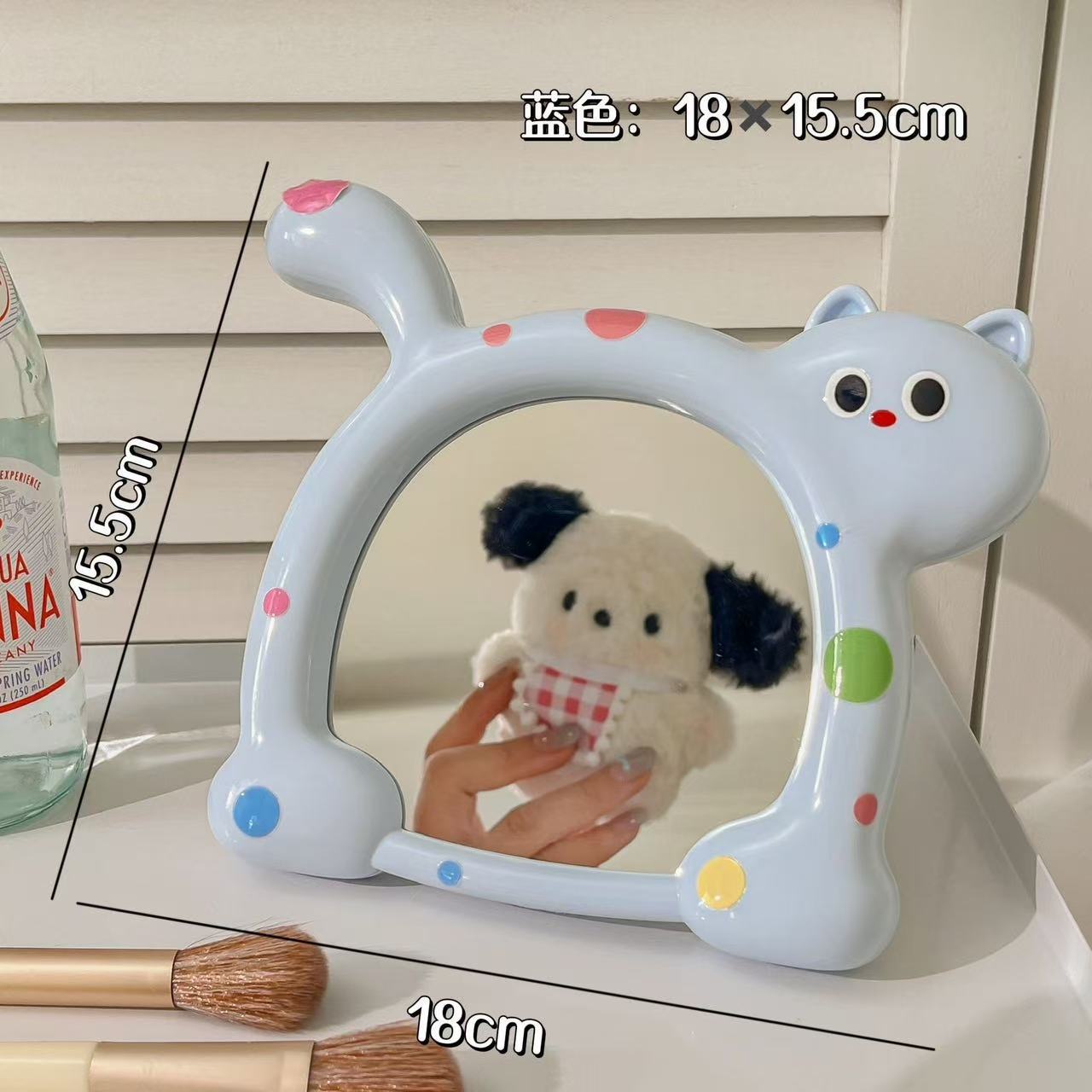 고양이 화장거울丨하늘색