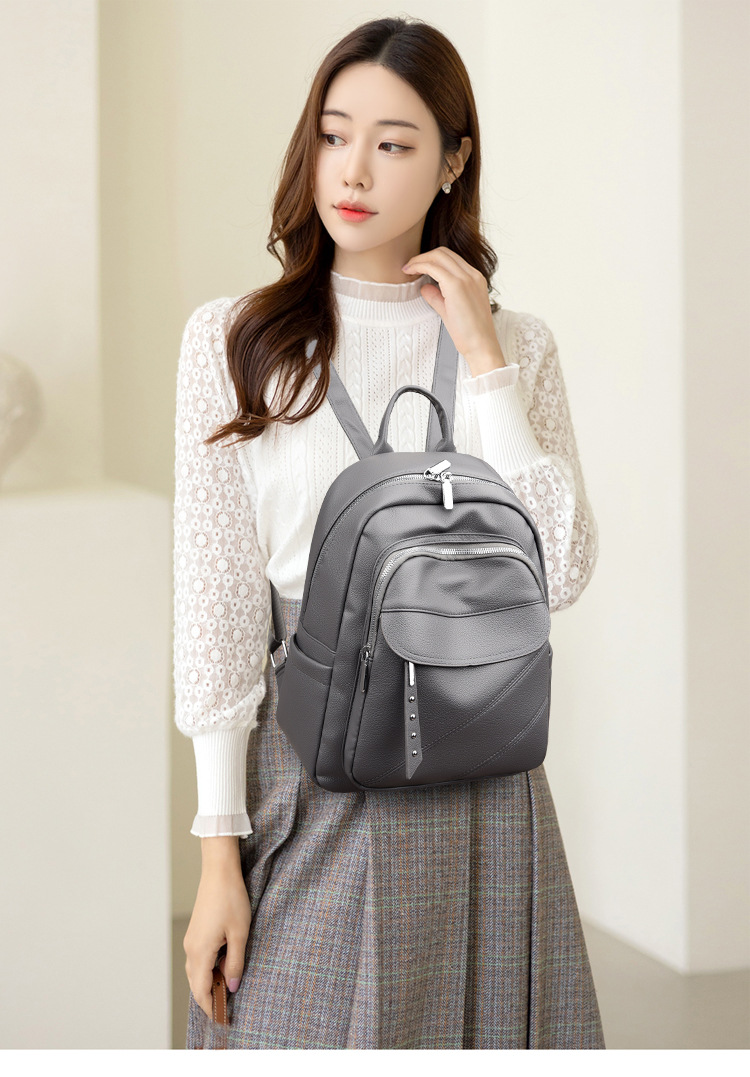 Holiday, School, Daily Occasion Pu Leather Material Waterproof Function Waterproof Solid Color Holiday School Daily Women's Backpack
