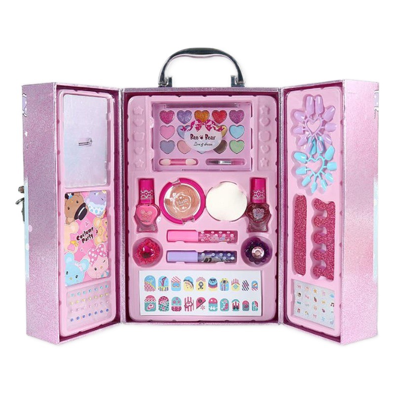 Bao Xiong Family Children's Cosmetics Girls Play House Toys Makeup Matte Powder Portable Box Spot Hot Sale