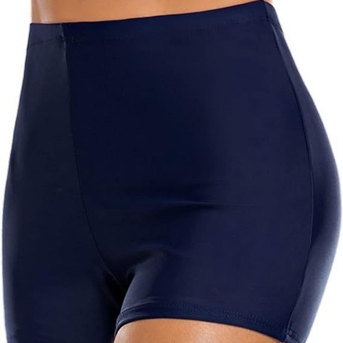 Swimsuit for women, four-corner shorts, plain bikini, black