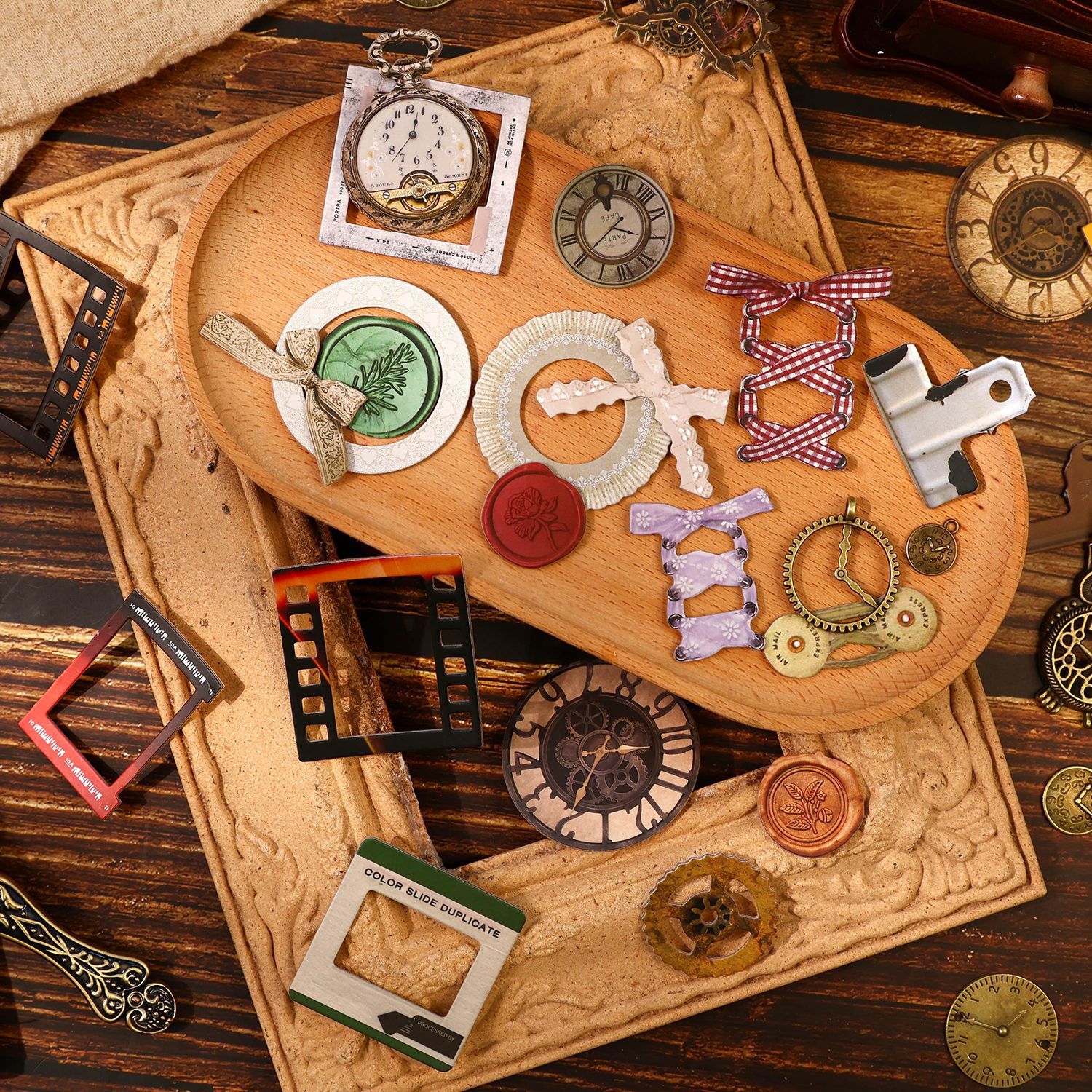 고대 숲 3D 하드 카드 스티커 팩 따뜻한 핸드메이드 시리즈 15장 레트로 테마 스티커