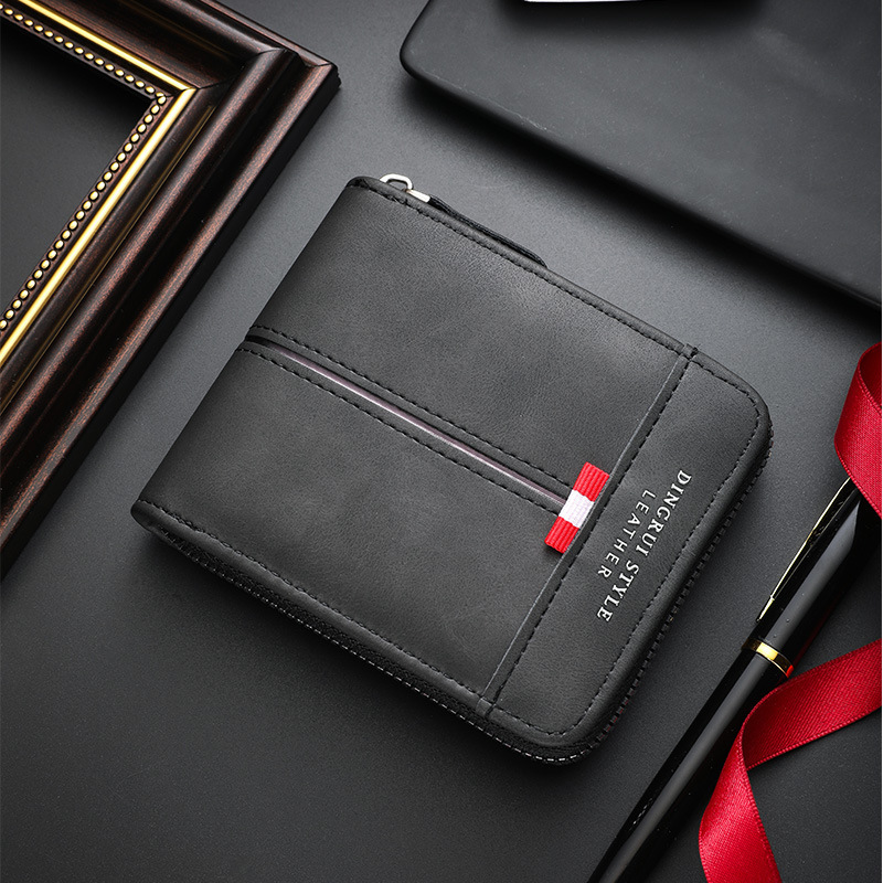 2025 New Cross-border Men's Wallet Short Horizontal Zipper Wallet Coin Purse Vintage Casual Buckle Square Bag 2025 New Cross-border Men's Wallet Short Horizontal Zipper Wallet Coin Purse Vintage Casual Buckle Square Bag