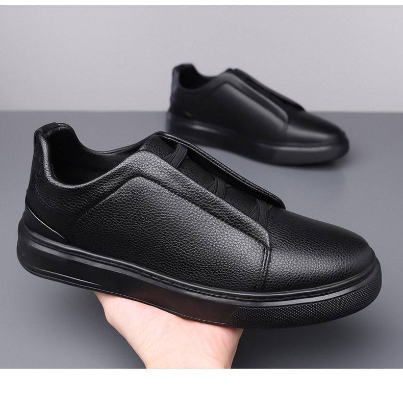 Giày sneaker nam cổ thấp dáng thể thao thoải mái, chống thấm nước, chống trượt, dây thun tiện lợi — 8088 màu đen, 8806 màu trắng, 8806 đen nâu chi tiết 24