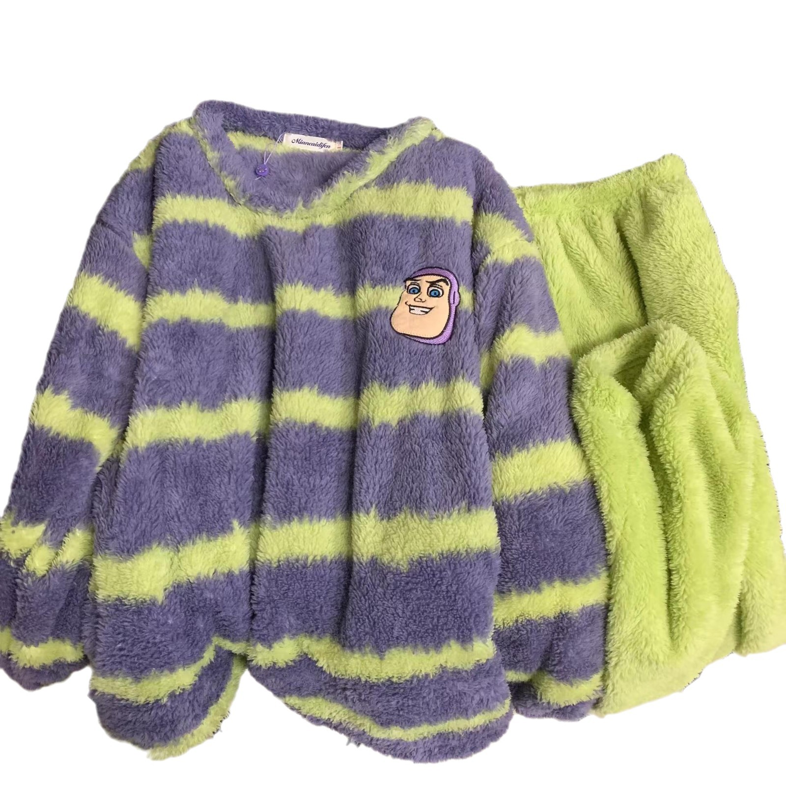 Bath Lightyear Coral Velvet Pijama de pareja de invierno mujer velvet grueso calentamiento dibujos animados lindos ropa de franela para hombres