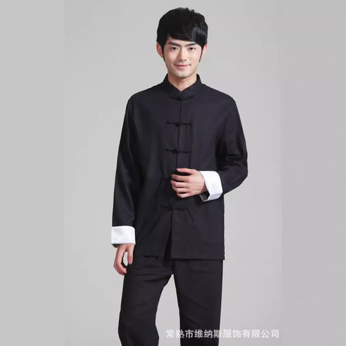 新款棉麻套装服装唐装男长袖2973-4民族风亚麻唐装中国风老粗布