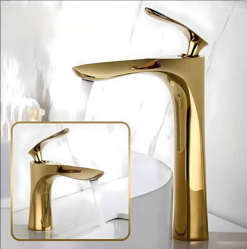 Cross-Border Golden Maple Leaf Basin Faucet for Home Use, Washbasin, Countertop Basin, Elevated Hot and Cold Dual-Use Faucet