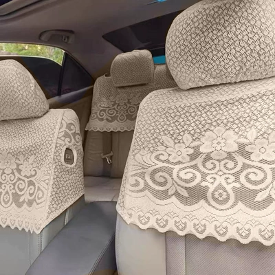 Cross-Border Foreign Trade Is Suitable Seat cushion, seat cover - suitable-for-toyota-corolla-front-and-rear-rows-lace-half-seat-cover-beige-for-sedans-only