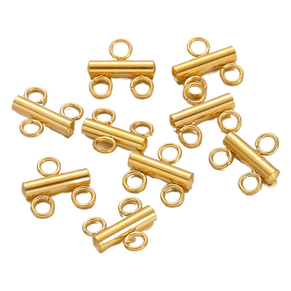 ステンレス鋼の穴のペンダントの装飾品の部品の接続は一字型のネックレスの穴のコネクターOTのボタンの部品を掛けます。